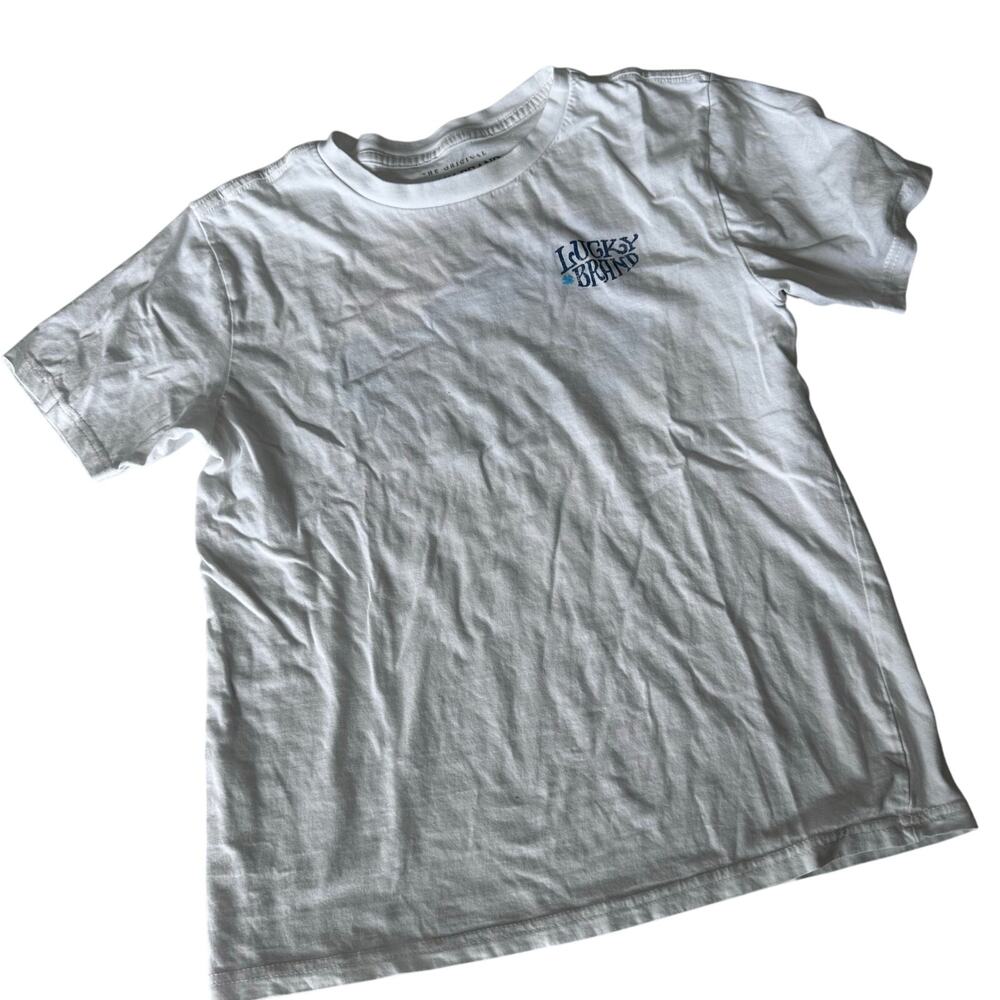 Lucky Brand White Graphic T-Shirt - Large (14/16)